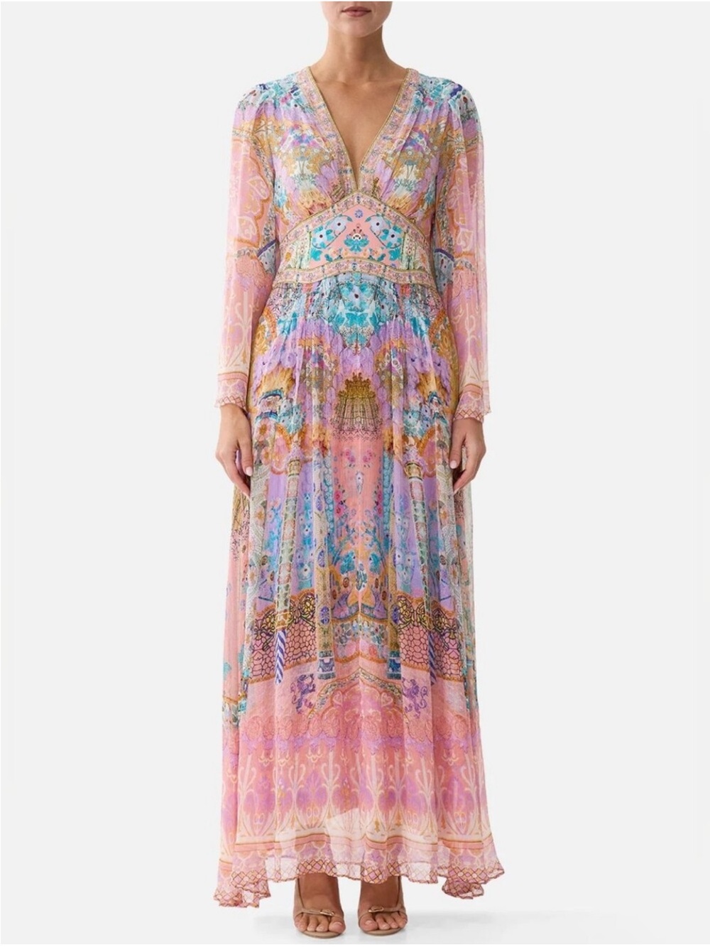 Camilla Flared Sleeve Dress In Howdy, NWT MSRP $1100
